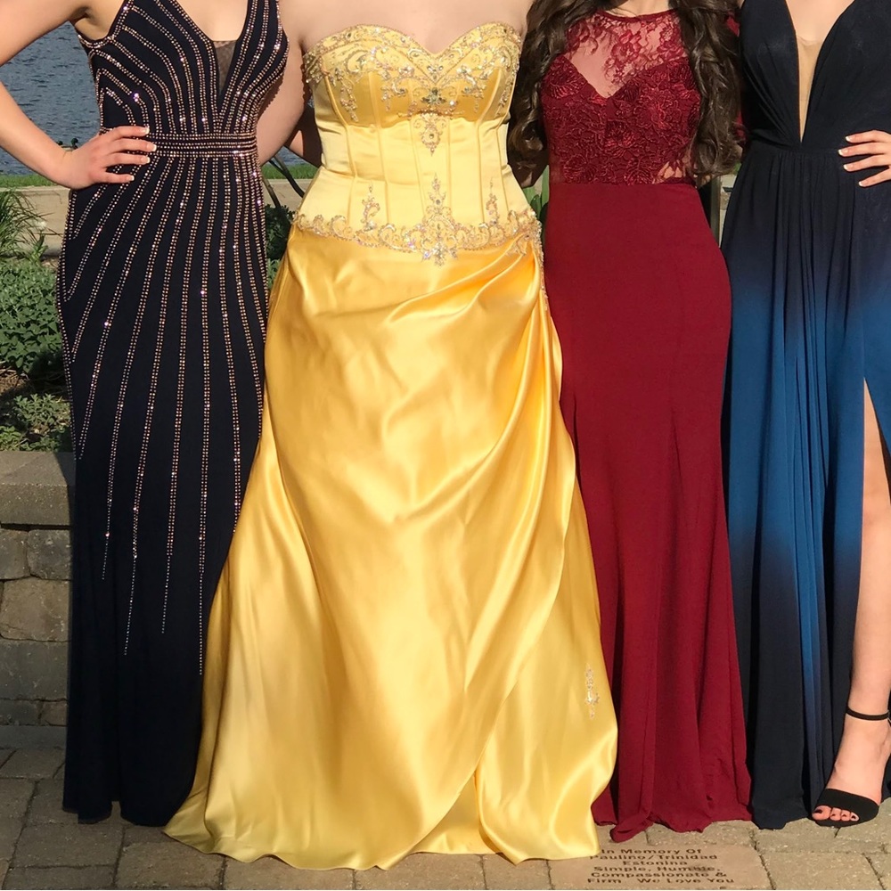 Gold ball gown prom dress